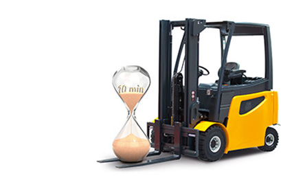 Gabelstapler mit Sanduhr